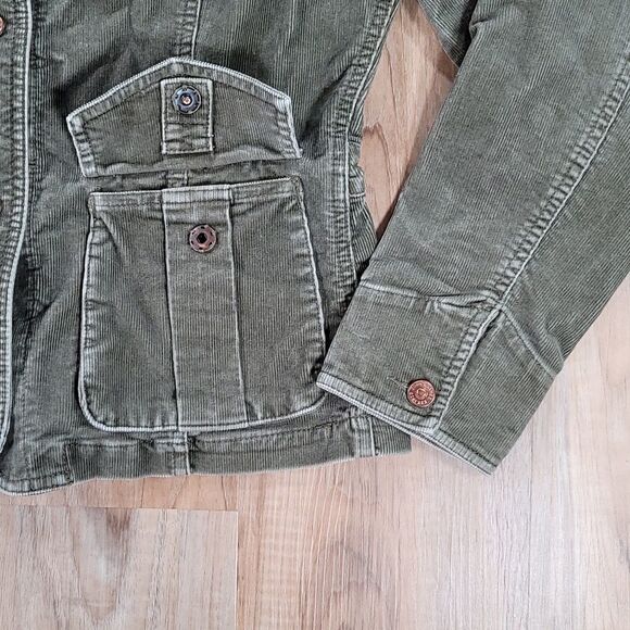 ☔️🔺️Eddie Bauer Olive Corduroy Utility Jacket Medium - Picture 6 of 9